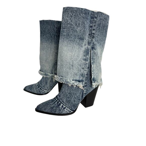 Steve Madden Denim Blue Heeled Boots - Picture 4 of 9